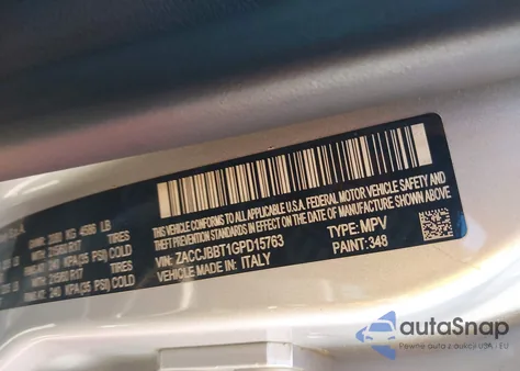 2016 Jeep Renegade Latitude z USA, uszkodzony, nr VIN ZACCJBBT1GPD15763